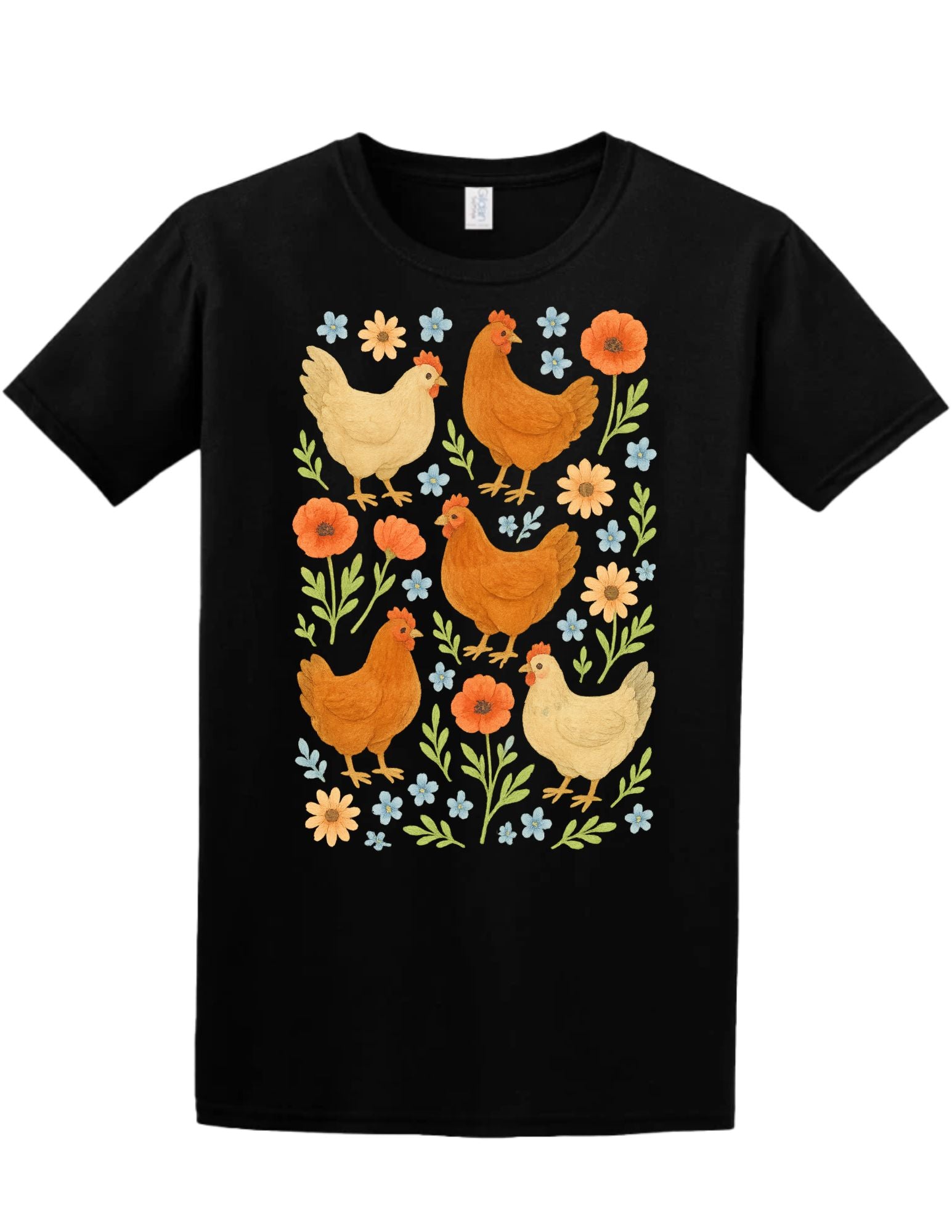 Floral Chickens Tee and Crewneck