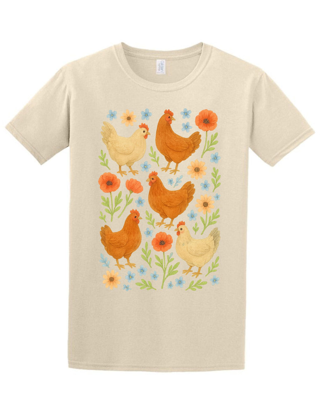 Floral Chickens Tee and Crewneck
