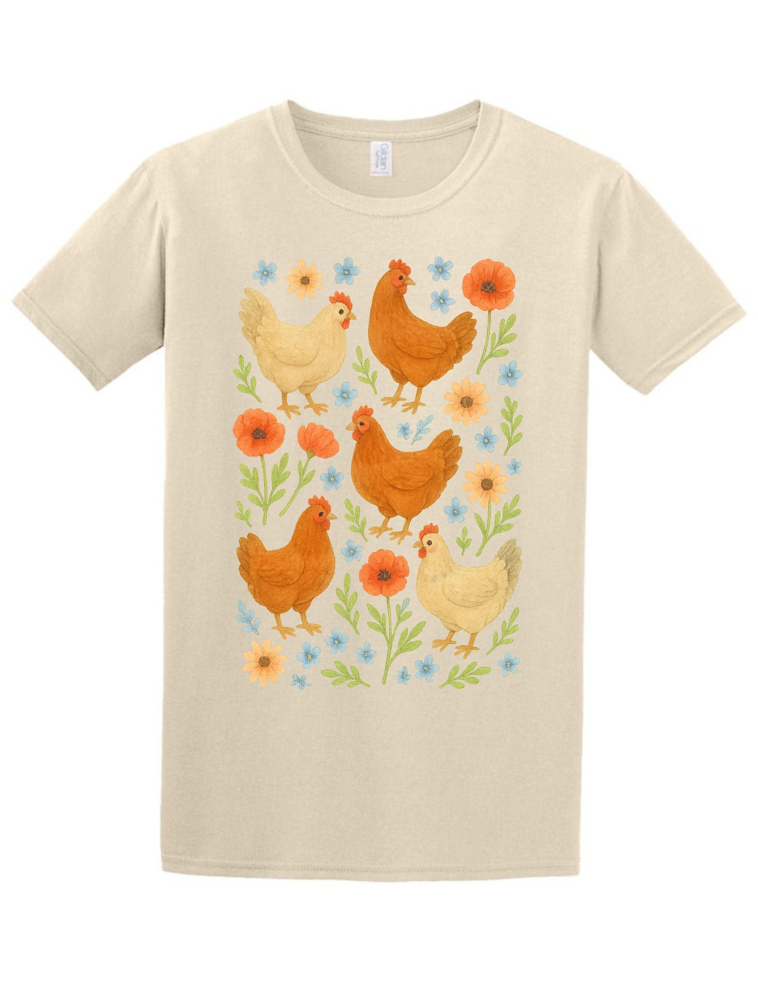 Floral Chickens Tee and Crewneck